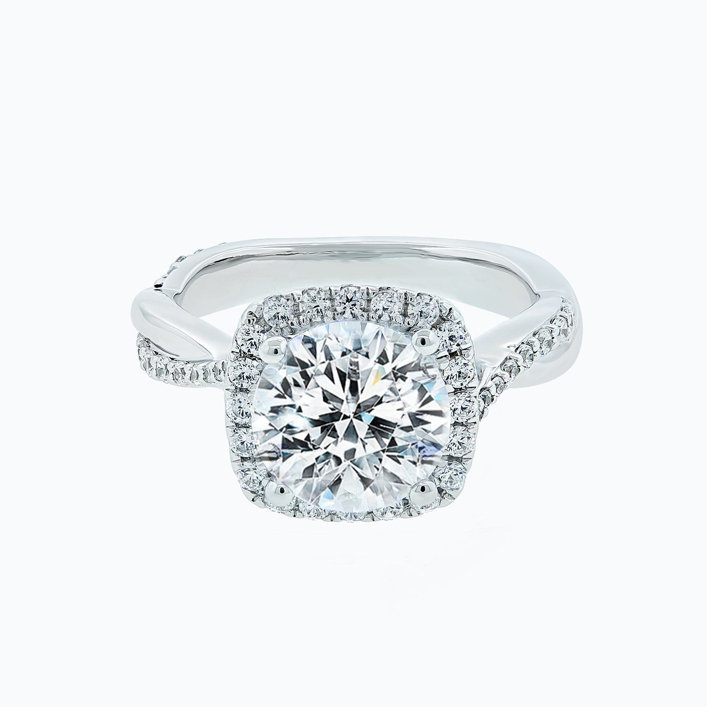 2.0 CT Round Lab-Grown Diamond Halo & Pave Twisted Shank Engagement Ring 3