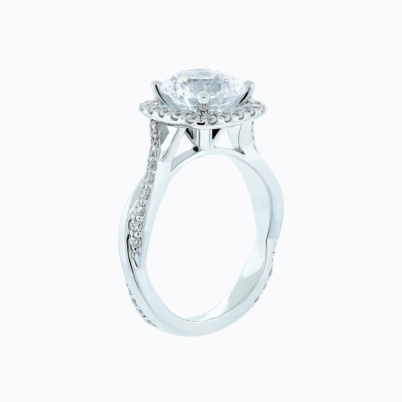 2.0 CT Round Lab-Grown Diamond Halo & Pave Twisted Shank Engagement Ring 5