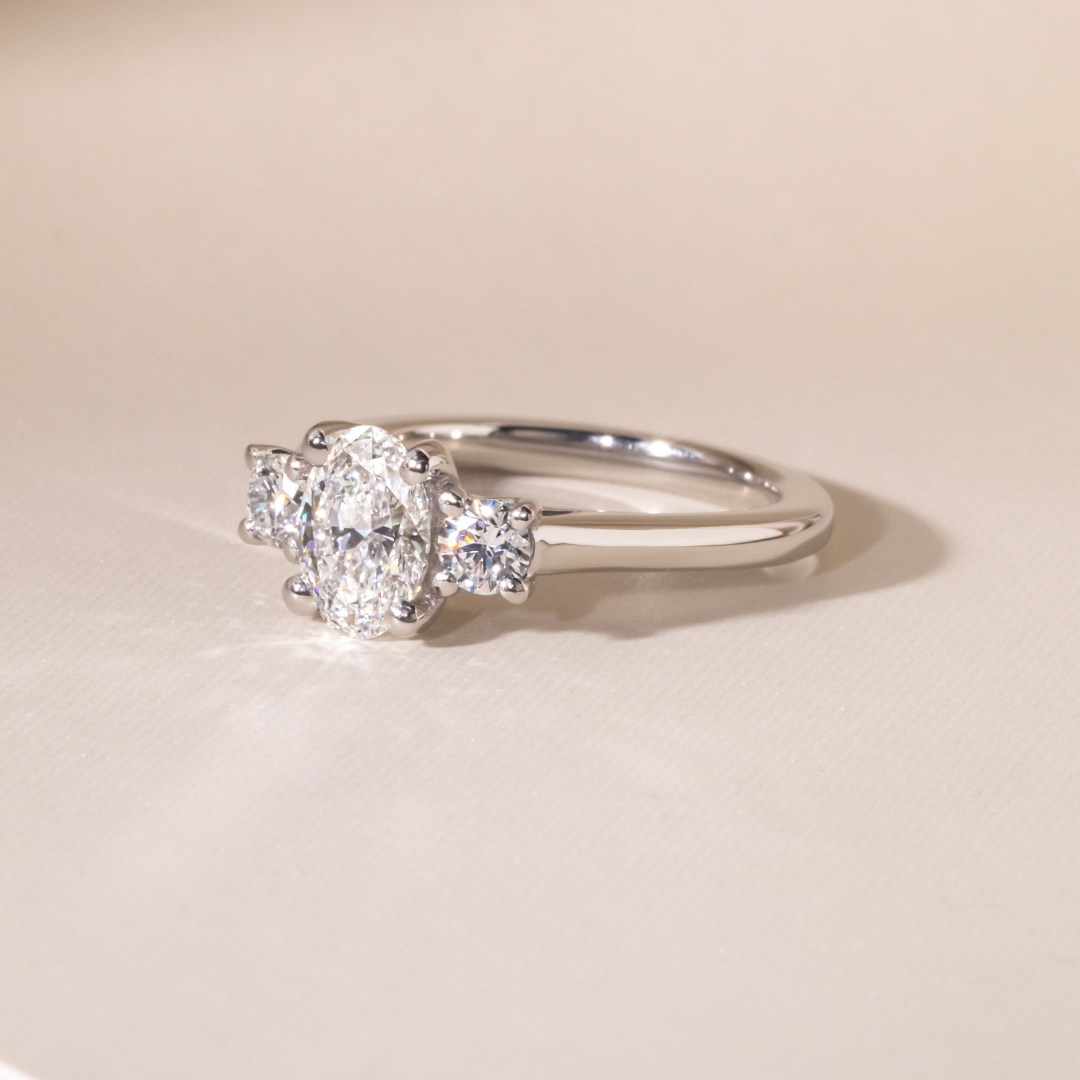 Three Stone-Oval Lab Grown Diamond Engagement Ring