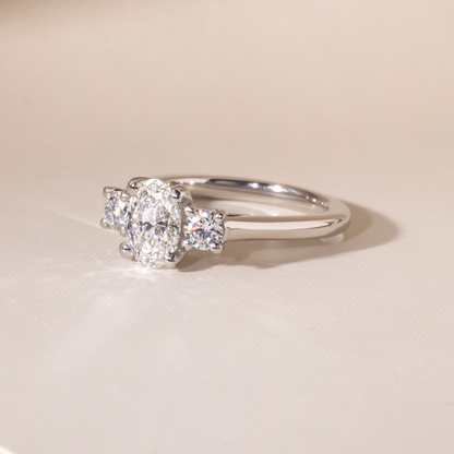 Three Stone-Oval Lab Grown Diamond Engagement Ring