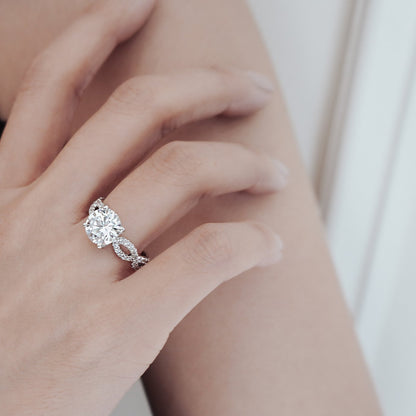2.0 CT Round Lab-Grown Diamond Criss-Cross Pave Engagement Ring 7