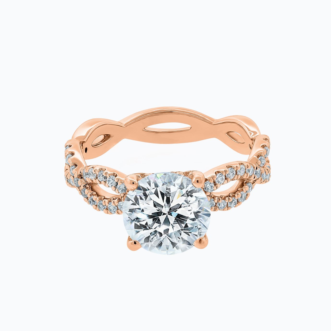 2.0 CT Round Lab-Grown Diamond Criss-Cross Pave Engagement Ring 2