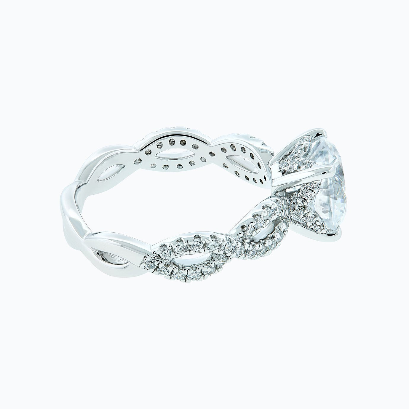 2.0 CT Round Lab-Grown Diamond Criss-Cross Pave Engagement Ring 4
