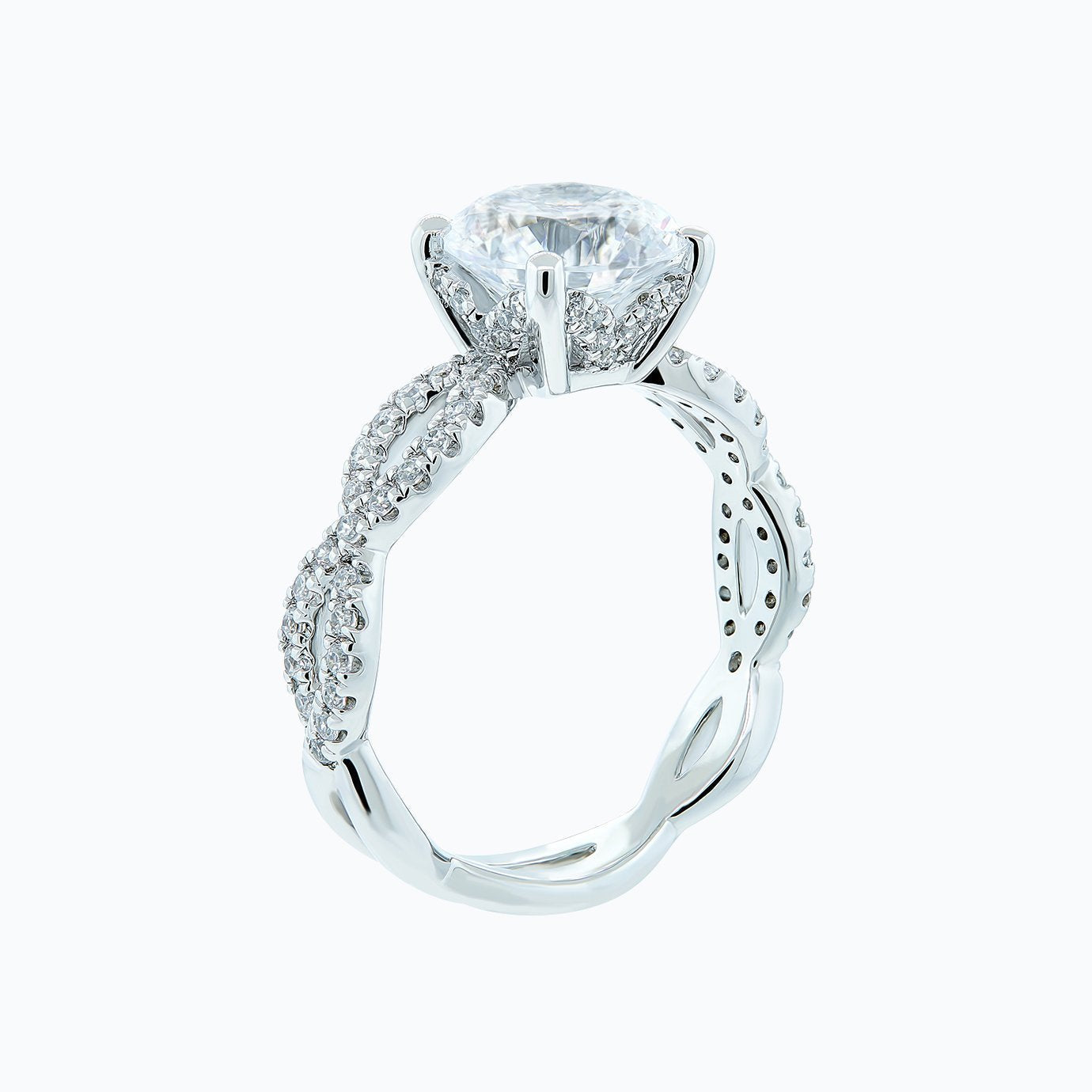2.0 CT Round Lab-Grown Diamond Criss-Cross Pave Engagement Ring 5