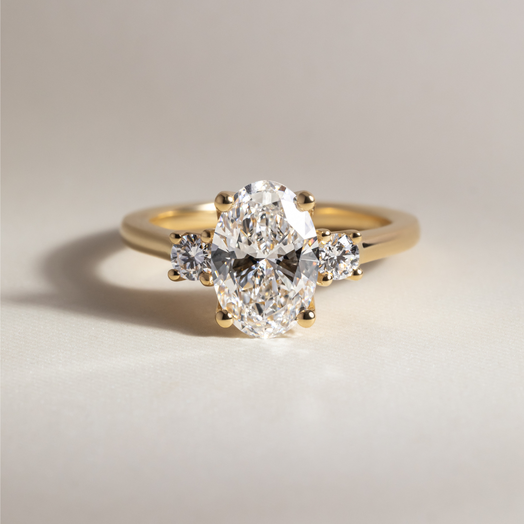 Three Stone-Oval Lab Grown Diamond Engagement Ring