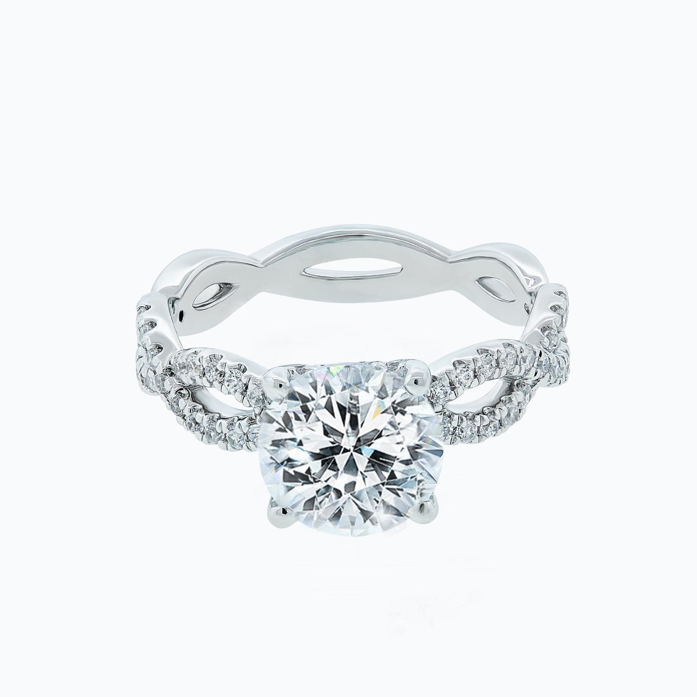2.0 CT Round Lab-Grown Diamond Criss-Cross Pave Engagement Ring 3