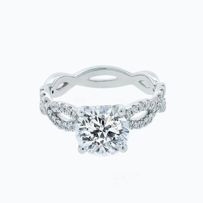 2.0 CT Round Lab-Grown Diamond Criss-Cross Pave Engagement Ring 3