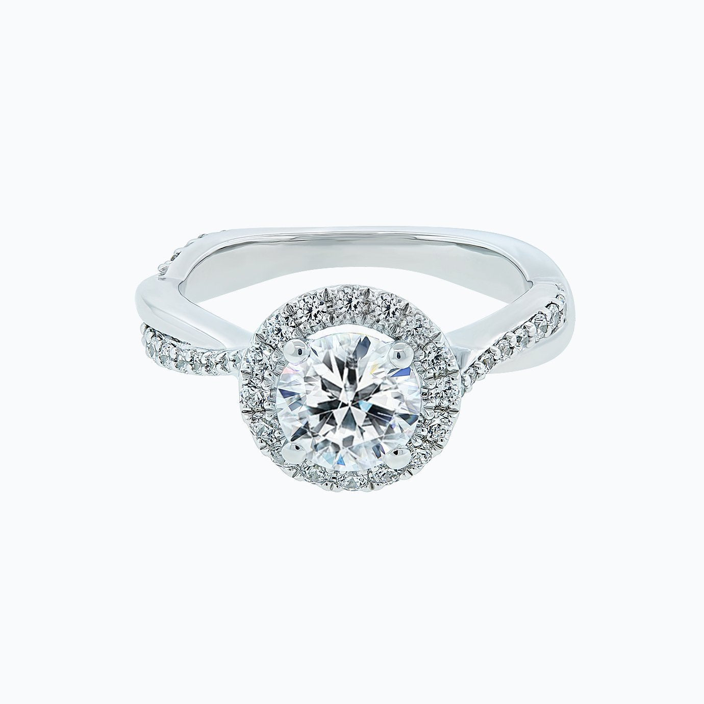 1 CT Round Lab-Grown Diamond Halo & Pave Twisted Shank Engagement Ring 3
