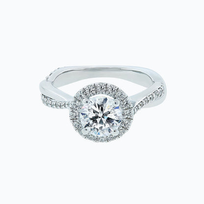 1 CT Round Lab-Grown Diamond Halo & Pave Twisted Shank Engagement Ring 3