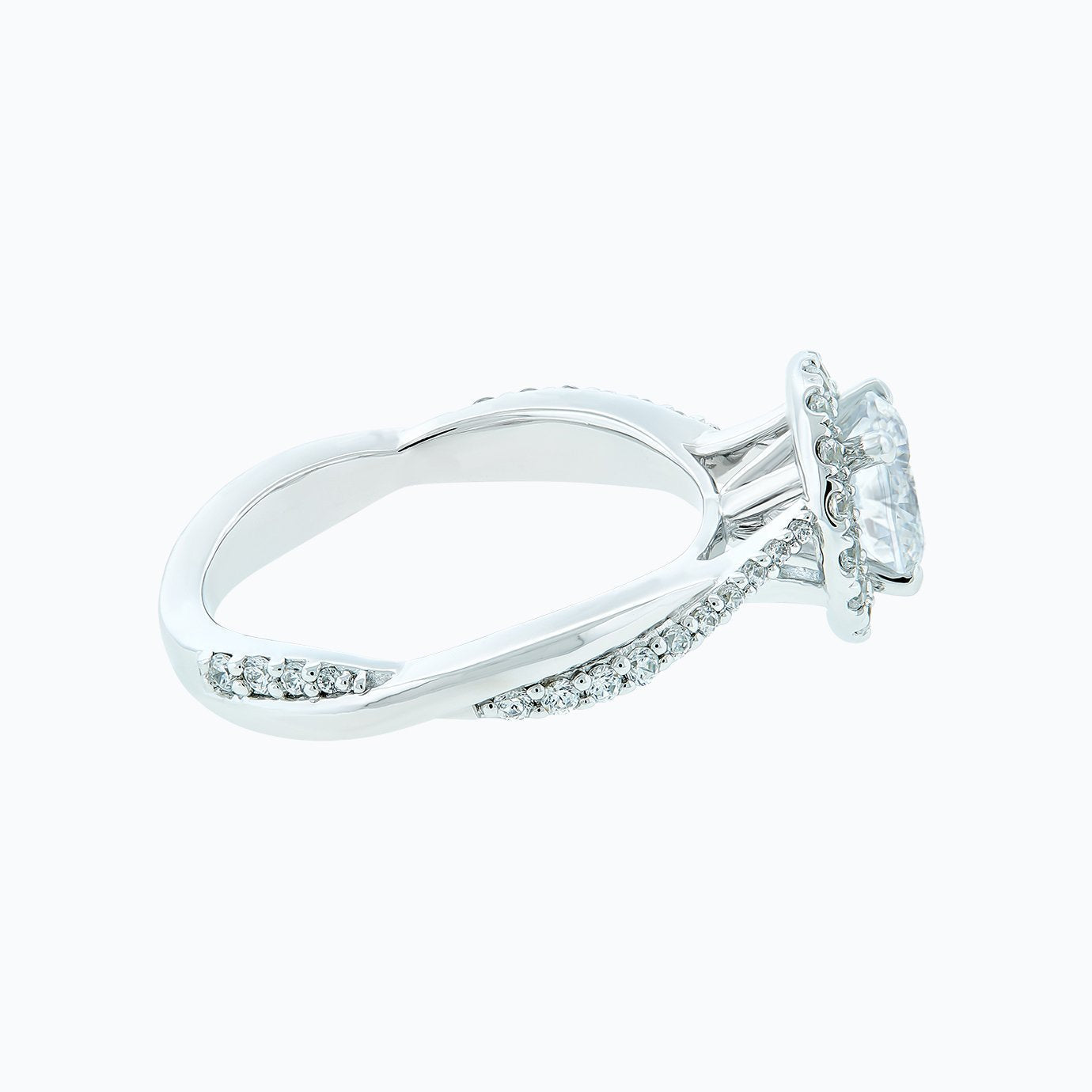 1 CT Round Lab-Grown Diamond Halo & Pave Twisted Shank Engagement Ring 4