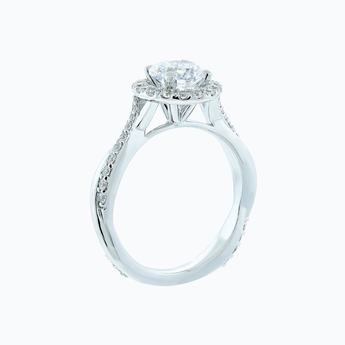 1 CT Round Lab-Grown Diamond Halo & Pave Twisted Shank Engagement Ring 5
