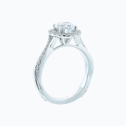 1 CT Round Lab-Grown Diamond Halo & Pave Twisted Shank Engagement Ring 5