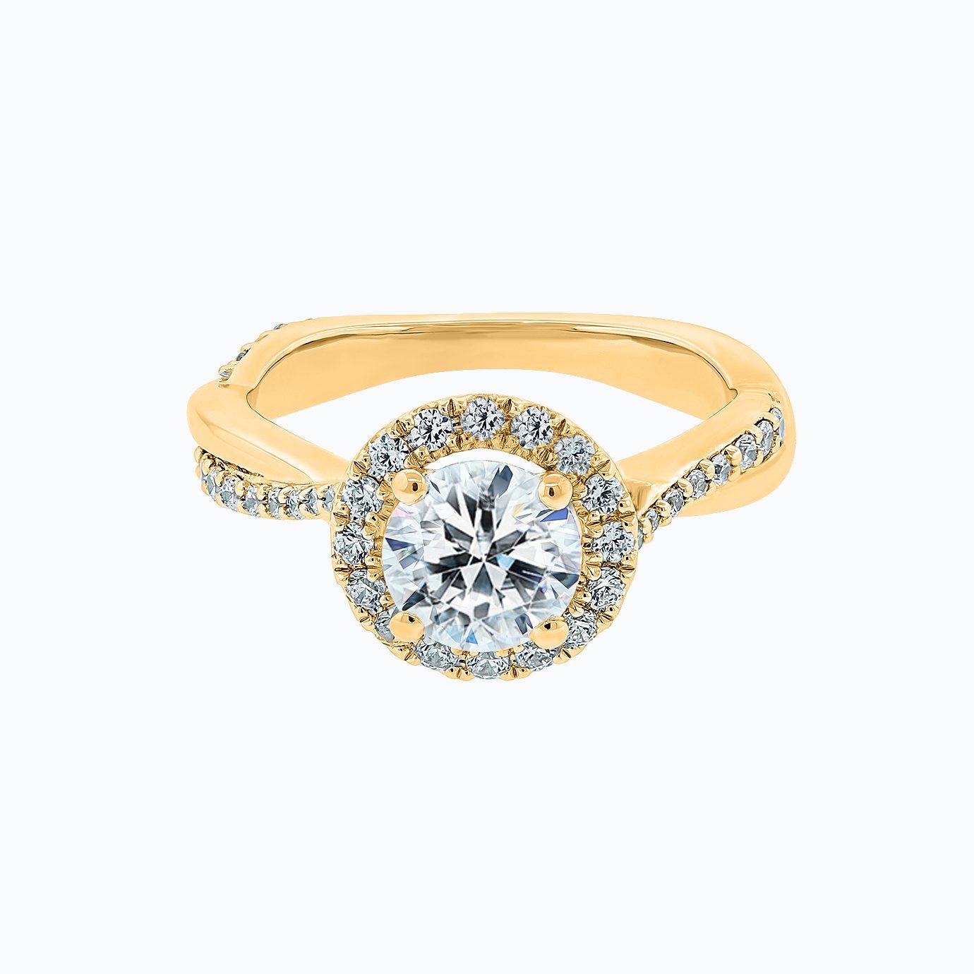 1 CT Round Lab-Grown Diamond Halo & Pave Twisted Shank Engagement Ring 1