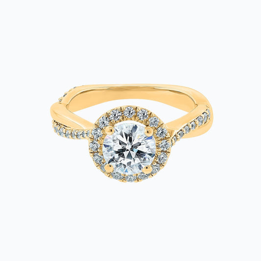 1 CT Round Lab-Grown Diamond Halo & Pave Twisted Shank Engagement Ring 1