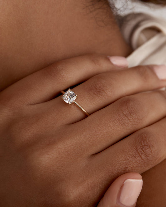 2.0 CT Cushion-Cut Lab Grown Diamond Gold Solitaire Ring 2