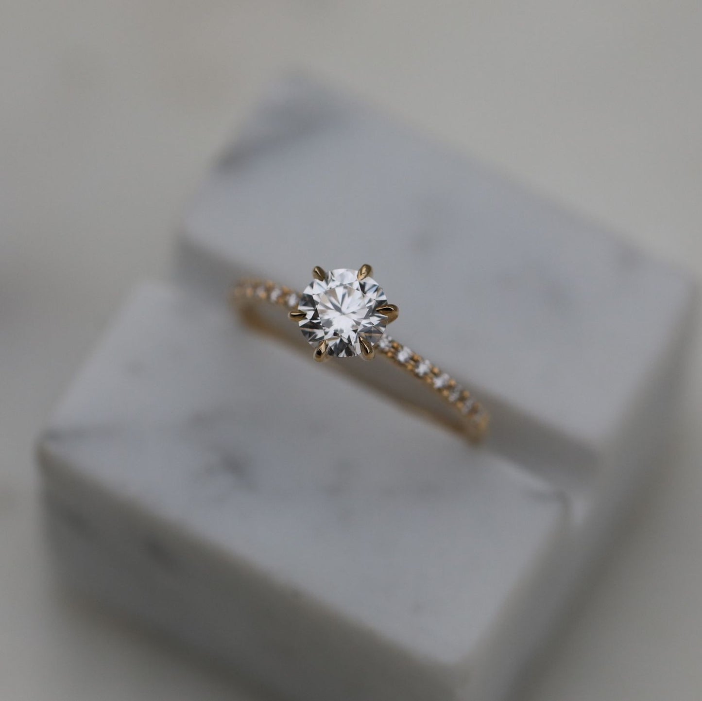 0.75 CT Round Cut Pave CVD E/VS1 Diamond Engagement Ring 1
