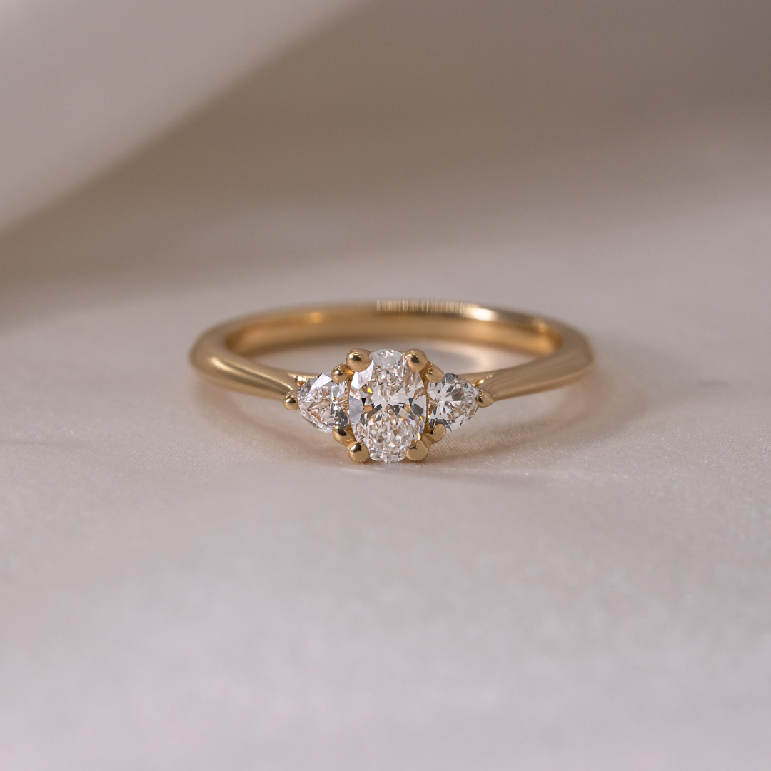 Three Stone-Oval Lab Grown Diamond Engagement Ring