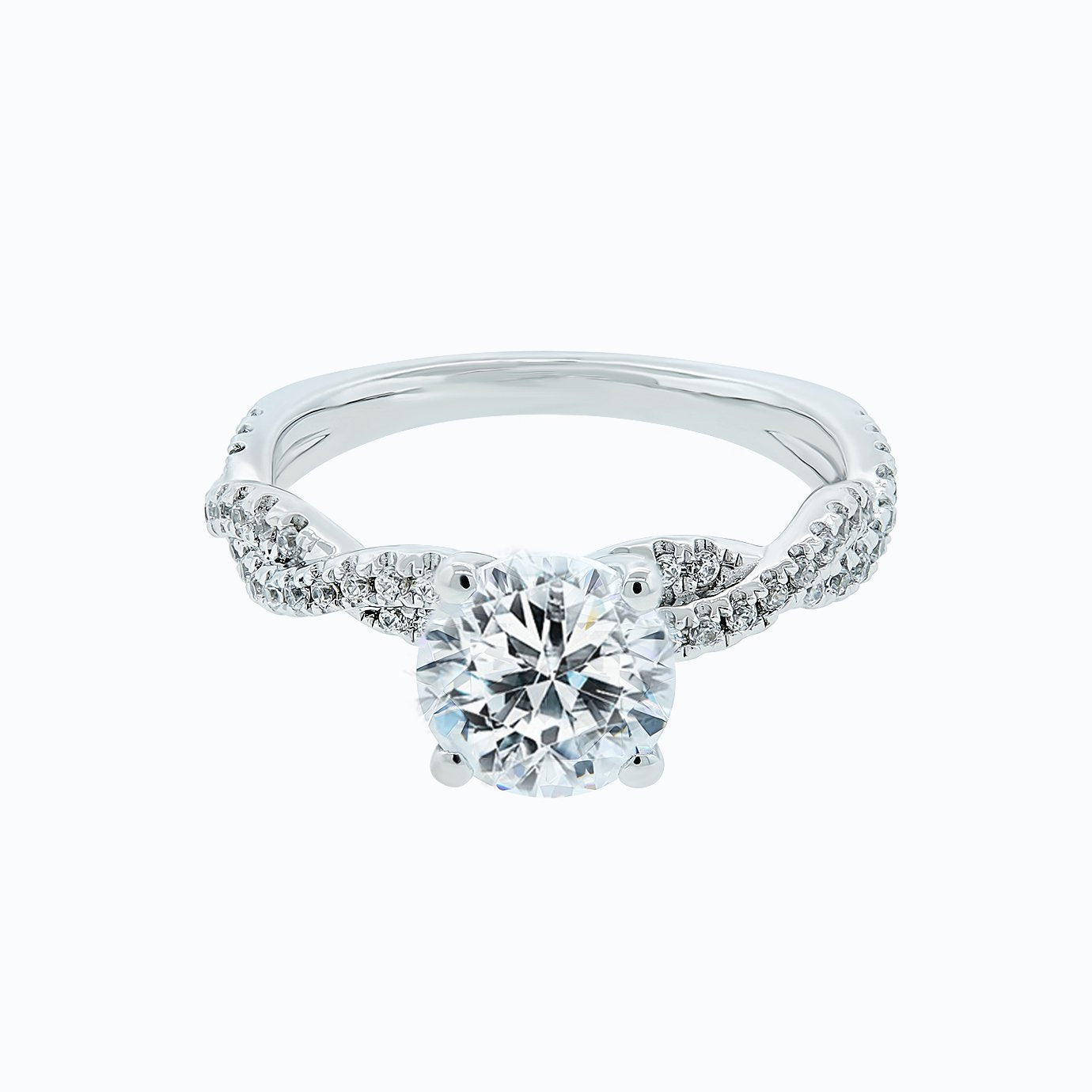 1.5 CT Round Lab-Grown Diamond Twisted Pavé Engagement Ring 3