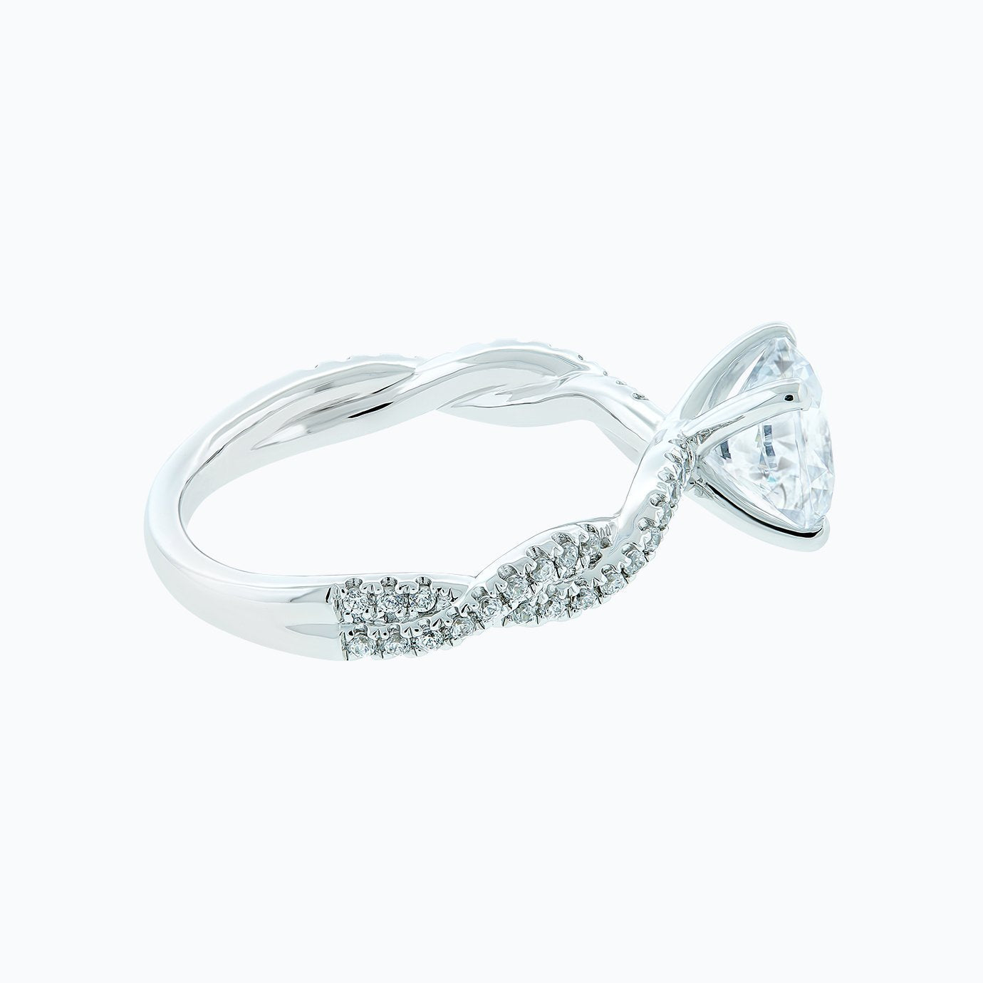 1.5 CT Round Lab-Grown Diamond Twisted Pavé Engagement Ring 4