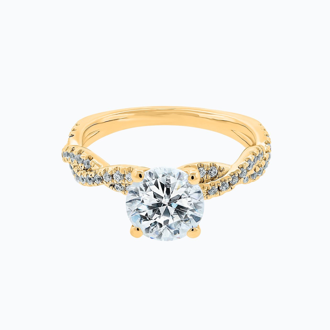 1.5 CT Round Lab-Grown Diamond Twisted Pavé Engagement Ring 1