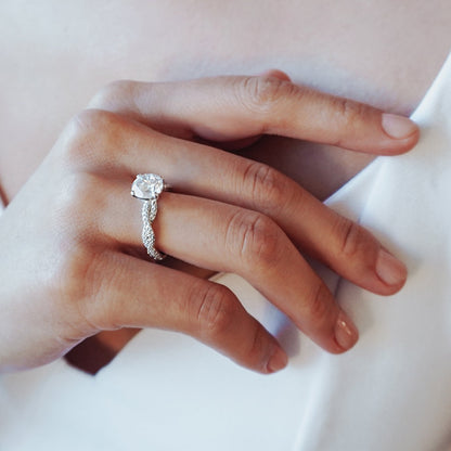 1.5 CT Round Lab-Grown Diamond Twisted Pavé Engagement Ring 6
