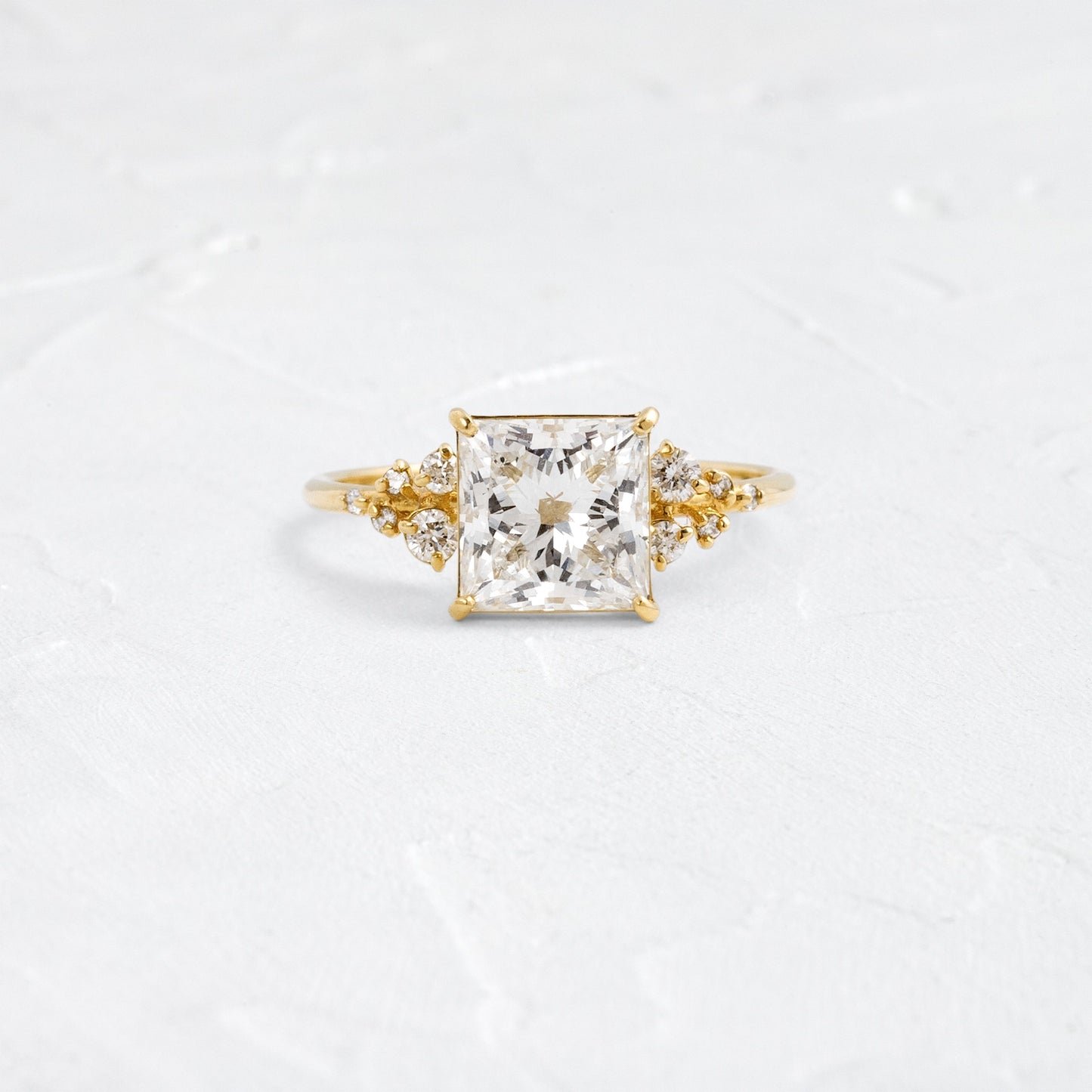 Cluster-Princess Lab Grown Diamond Engagement Ring