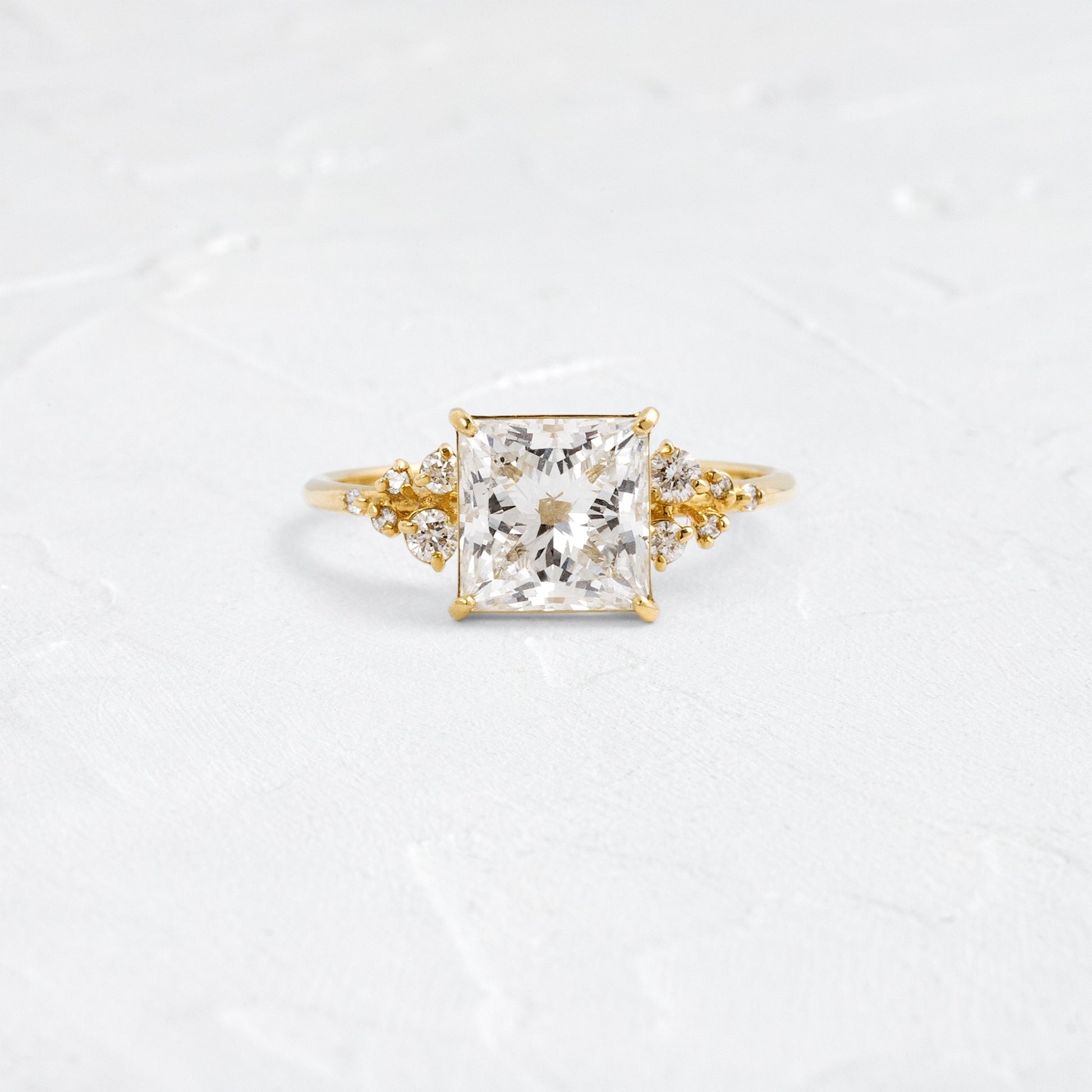 Cluster-Princess Lab Grown Diamond Engagement Ring