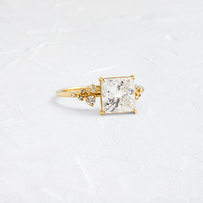 Cluster-Princess Lab Grown Diamond Engagement Ring