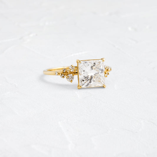 Cluster-Princess Lab Grown Diamond Engagement Ring
