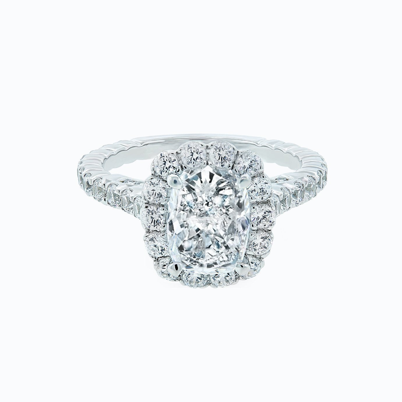 2.0 CT Cushion Lab-Grown Diamond Halo & Pave Engagement Ring in Radiant Gold 3