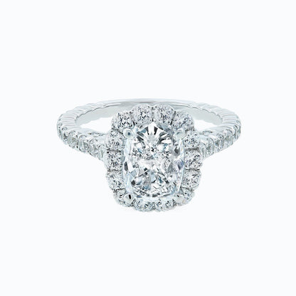 2.0 CT Cushion Lab-Grown Diamond Halo & Pave Engagement Ring in Radiant Gold 3