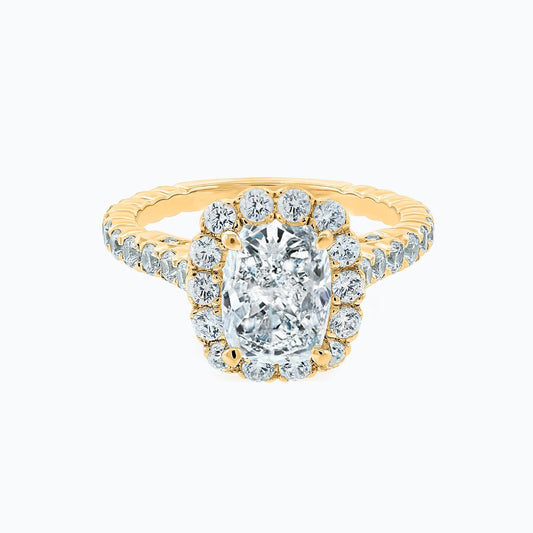 2.0 CT Cushion Lab-Grown Diamond Halo & Pave Engagement Ring in Radiant Gold 1