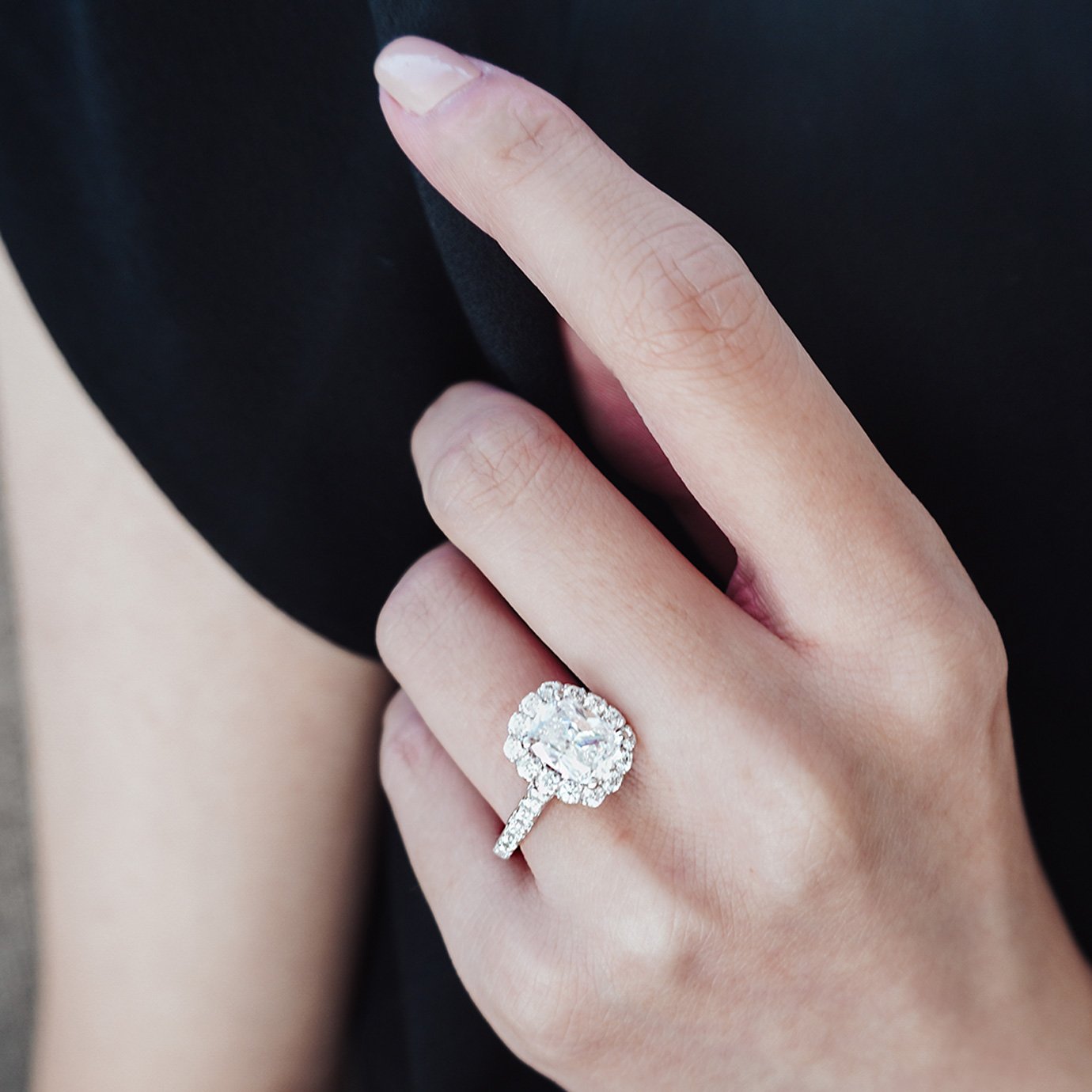 2.0 CT Cushion Lab-Grown Diamond Halo & Pave Engagement Ring in Radiant Gold 6
