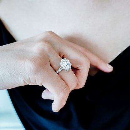 2.0 CT Cushion Lab-Grown Diamond Halo & Pave Engagement Ring in Radiant Gold 7