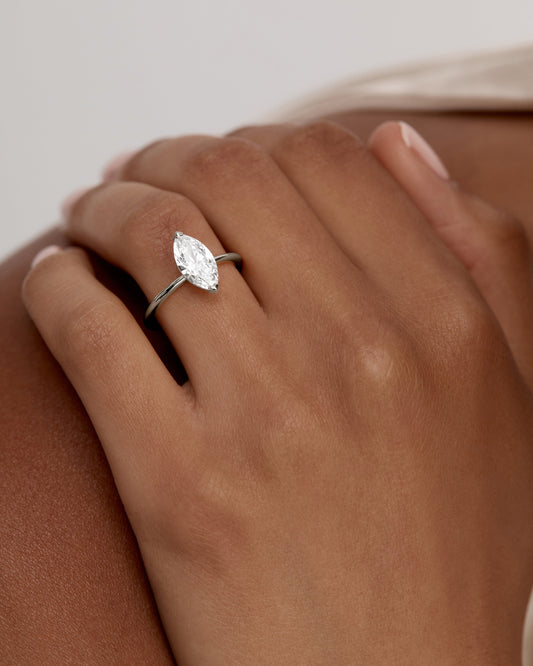 Radiant Romance: 2.0 CT Marquise Lab Grown Diamond Solitaire Engagement Ring 2