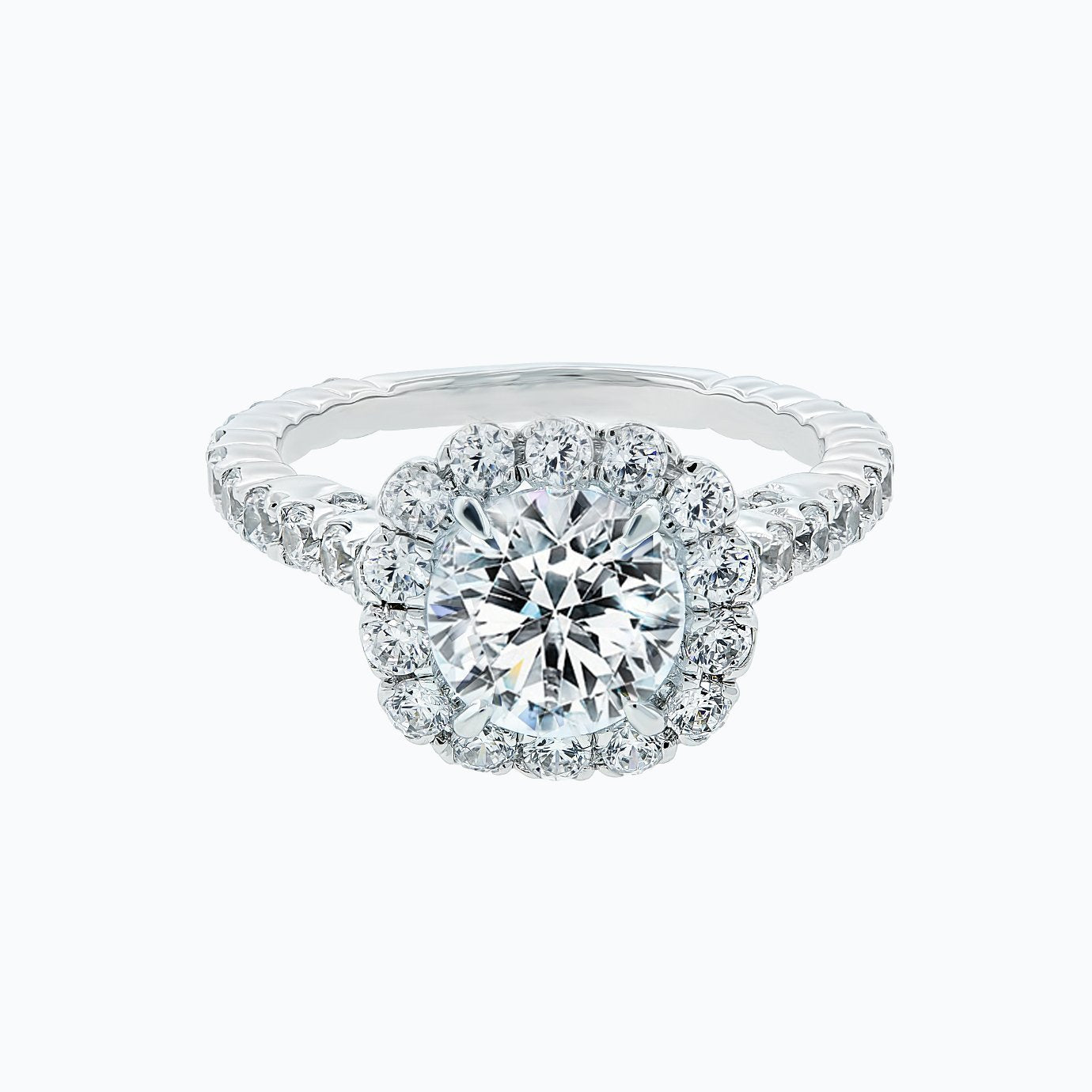 2.0 CT Round Lab-Grown Diamond Halo & Pave Engagement Ring 3