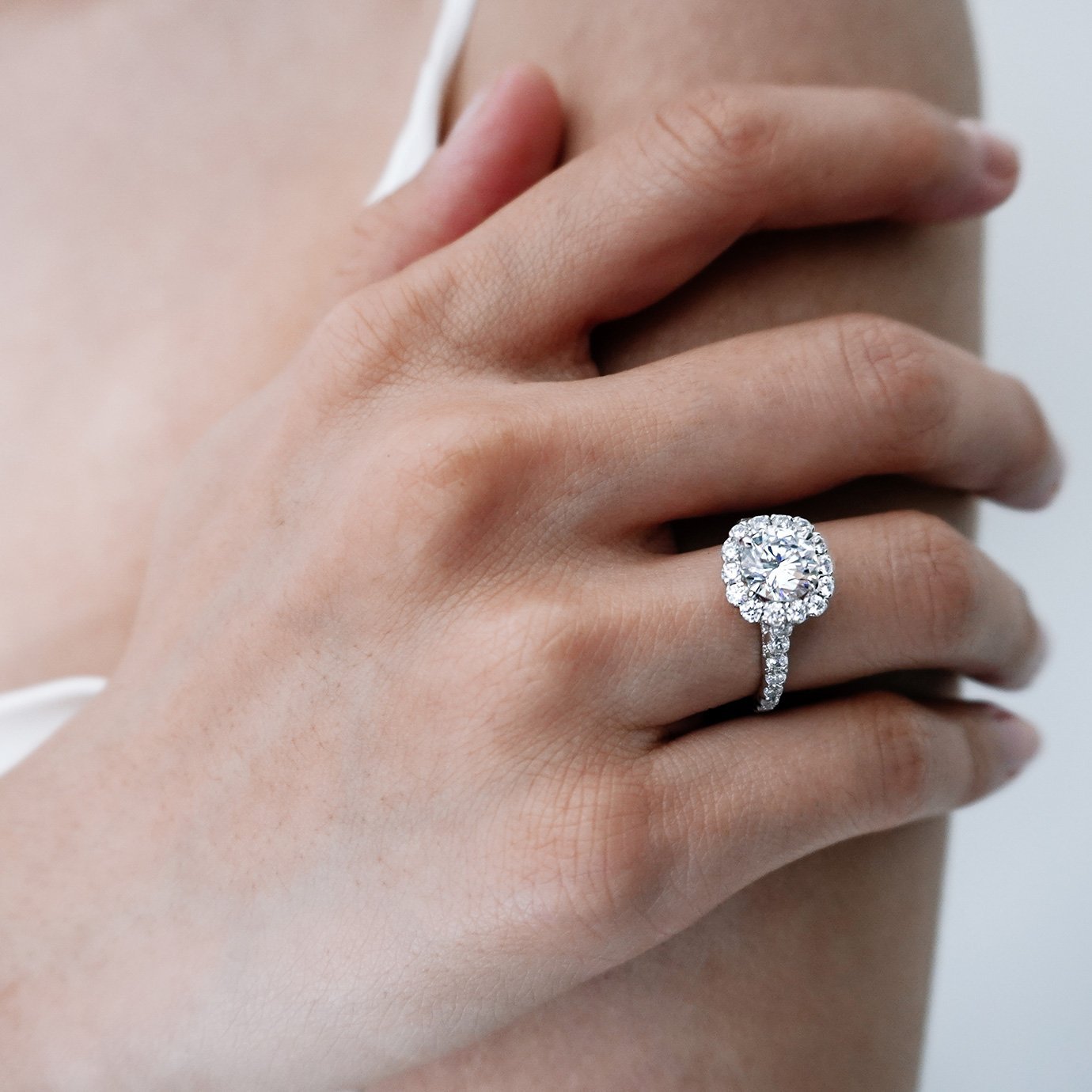 2.0 CT Round Lab-Grown Diamond Halo & Pave Engagement Ring 6