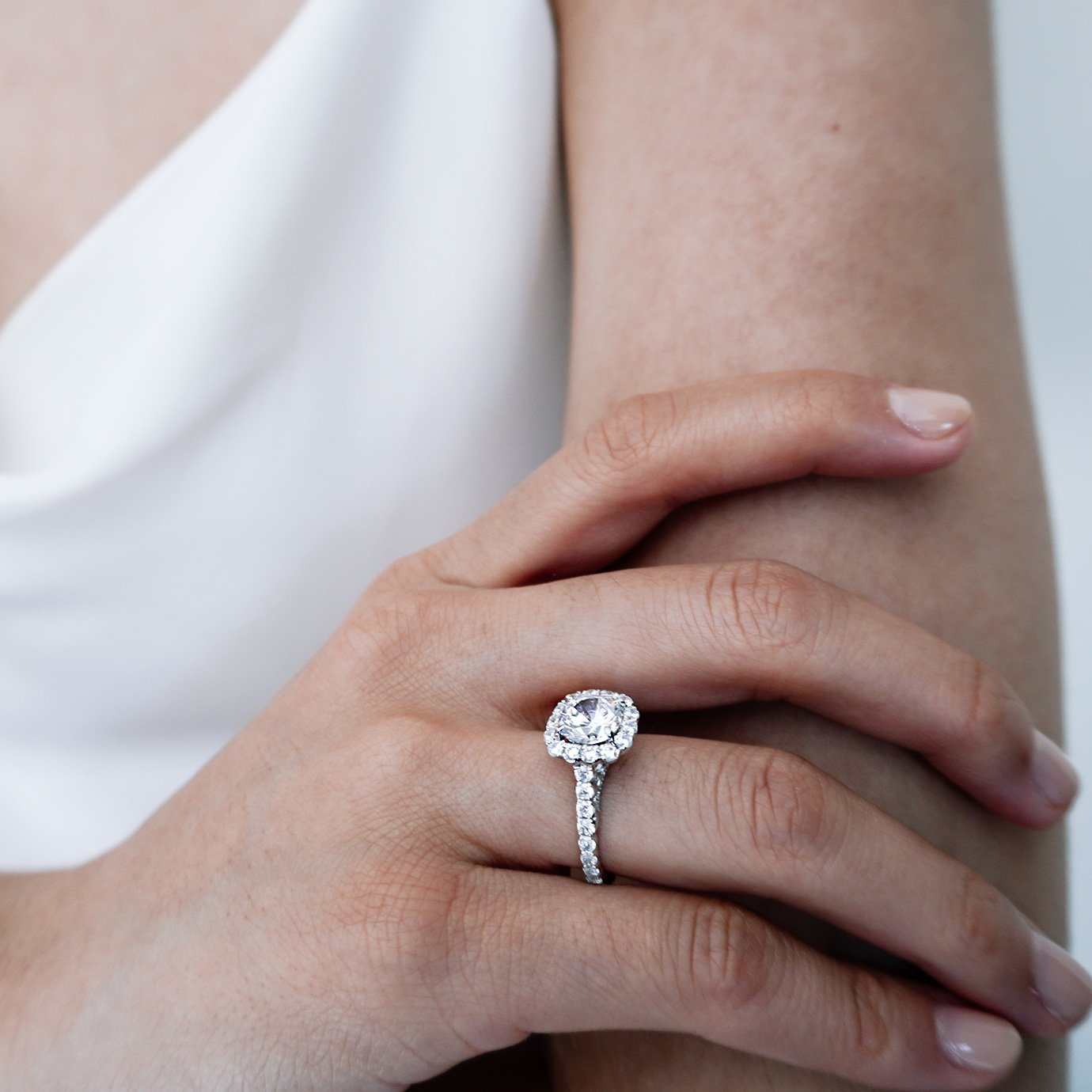 2.0 CT Round Lab-Grown Diamond Halo & Pave Engagement Ring 7