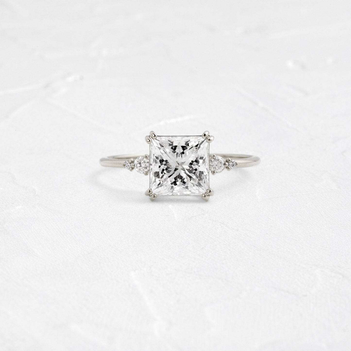 Cluster-Princess Lab Grown Diamond Engagement Ring