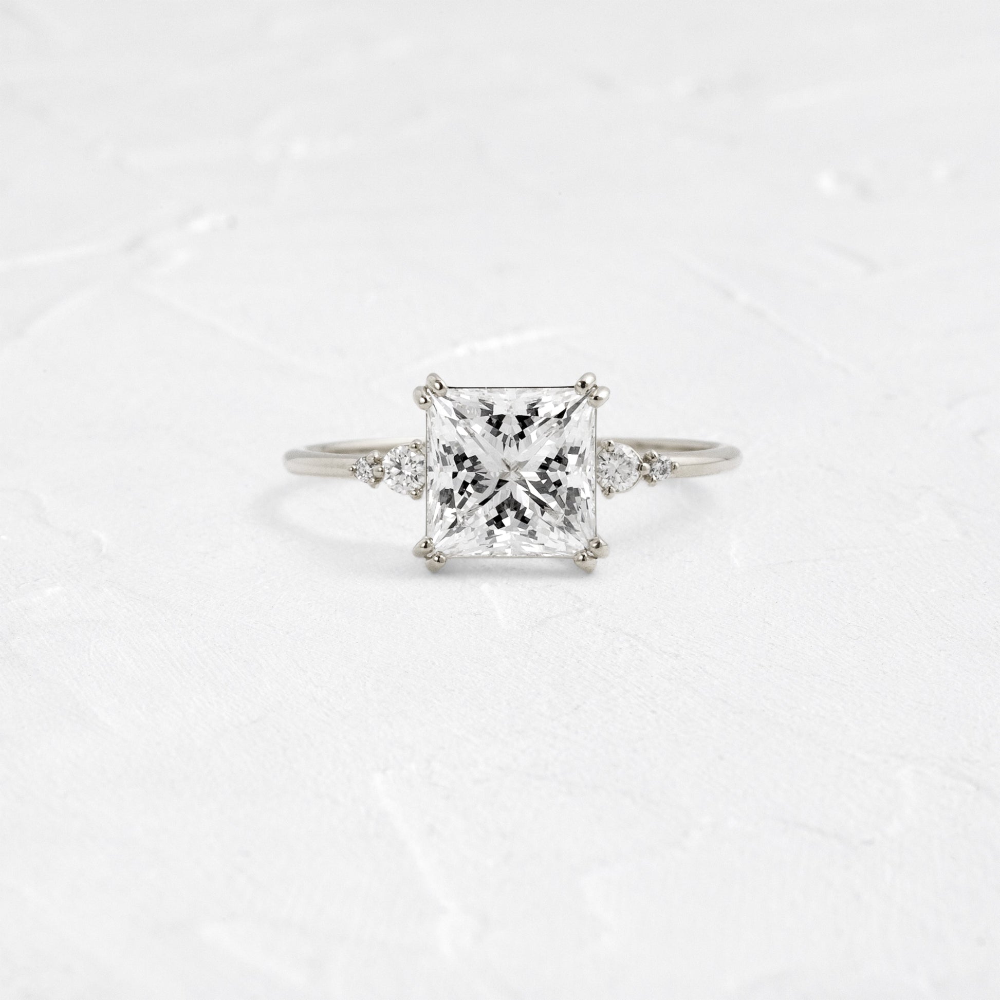 Cluster-Princess Lab Grown Diamond Engagement Ring