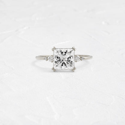 Cluster-Princess Lab Grown Diamond Engagement Ring