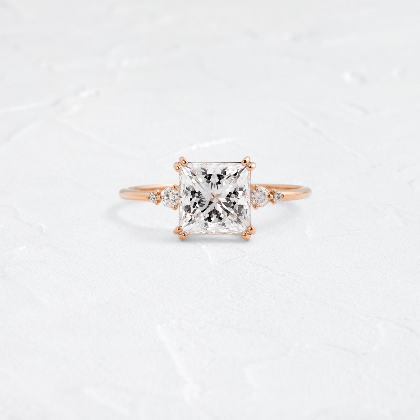Cluster-Princess Lab Grown Diamond Engagement Ring