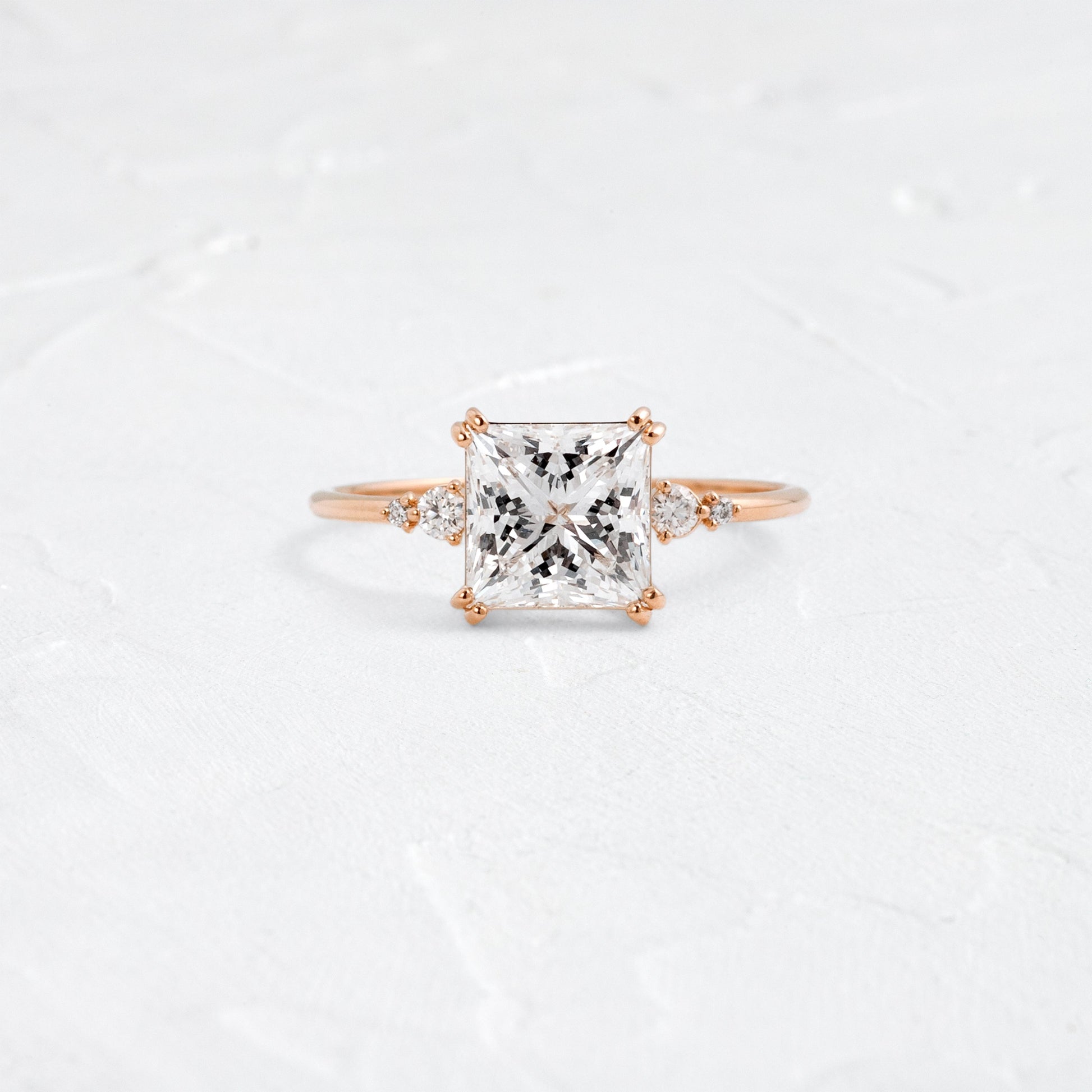 Cluster-Princess Lab Grown Diamond Engagement Ring