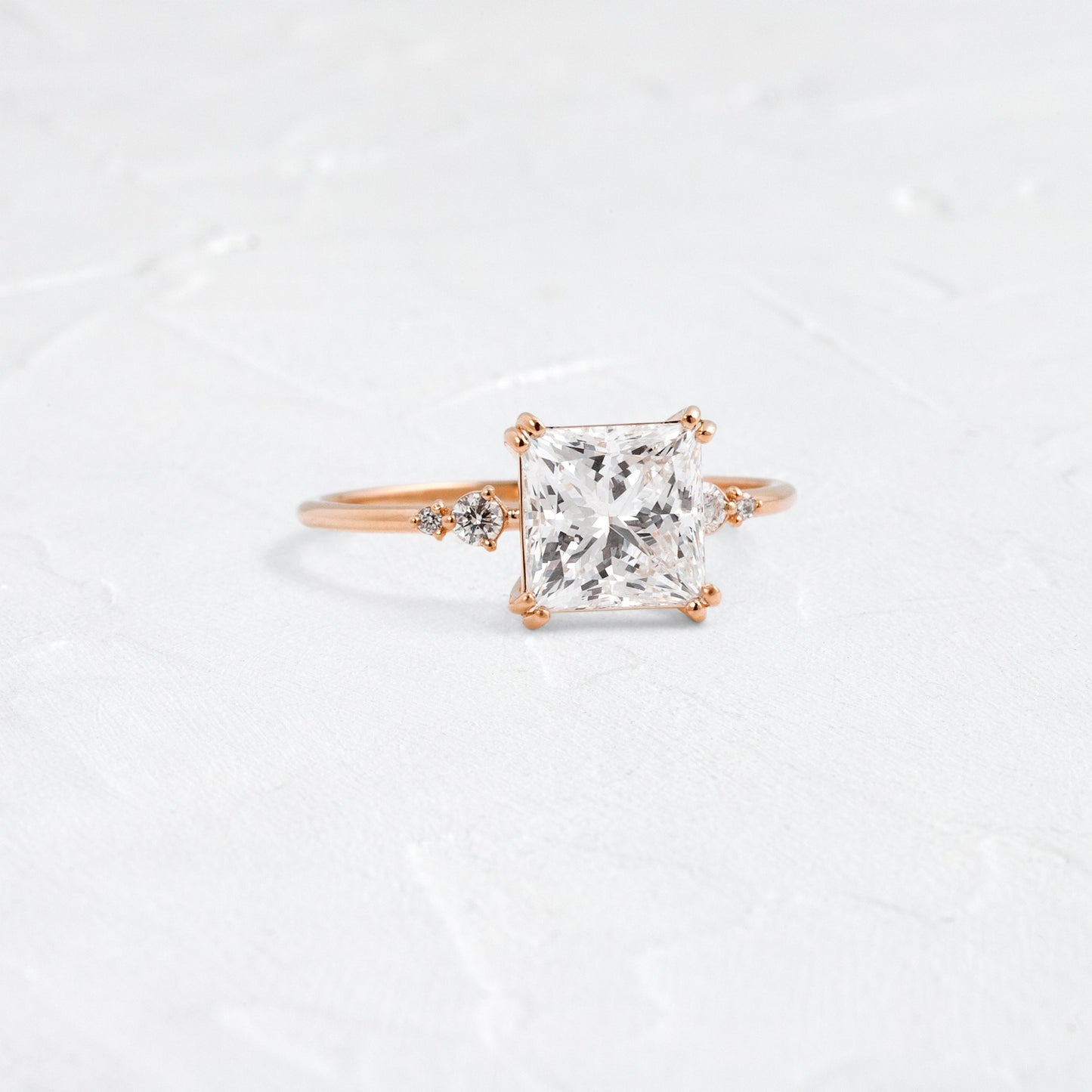 Cluster-Princess Lab Grown Diamond Engagement Ring