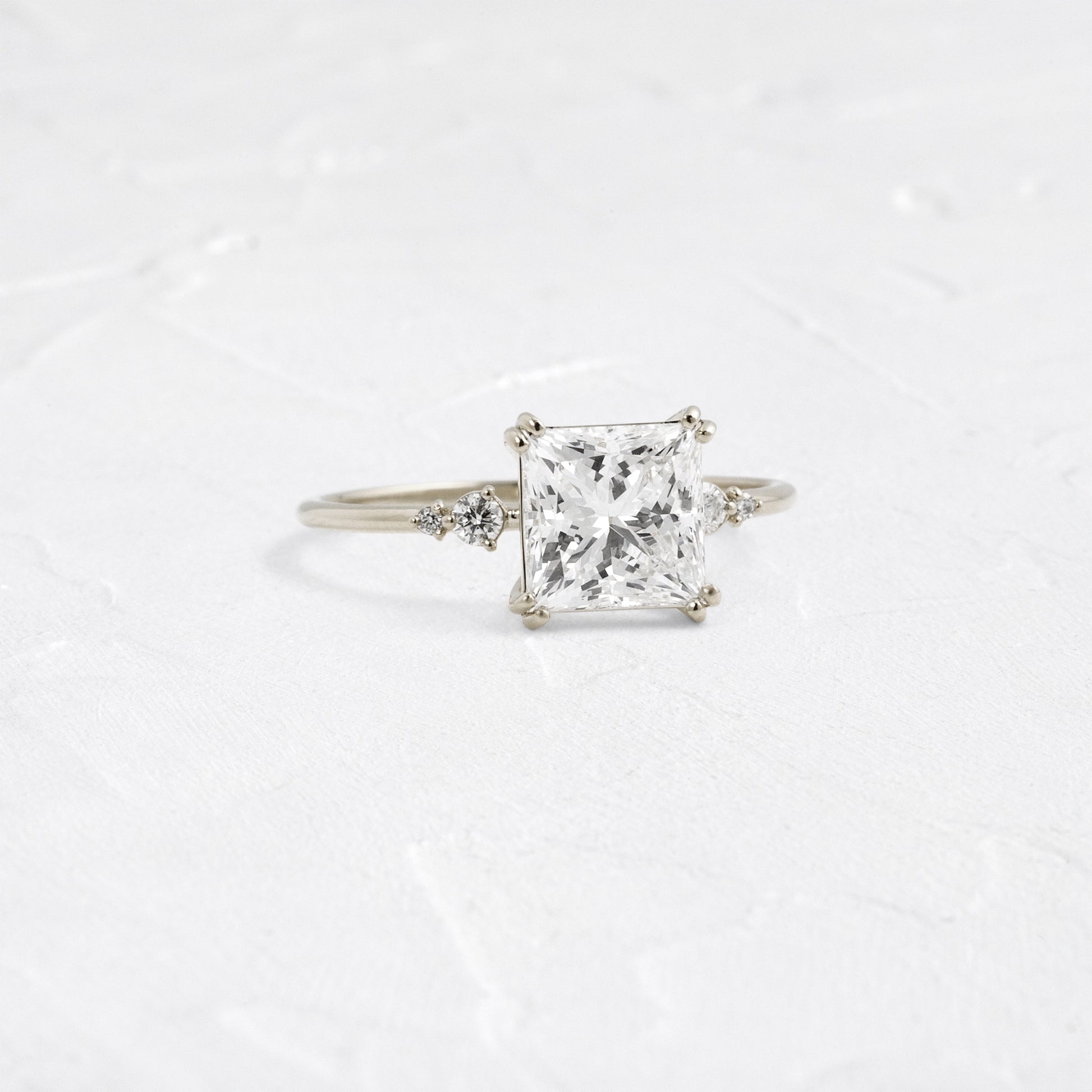 Cluster-Princess Lab Grown Diamond Engagement Ring