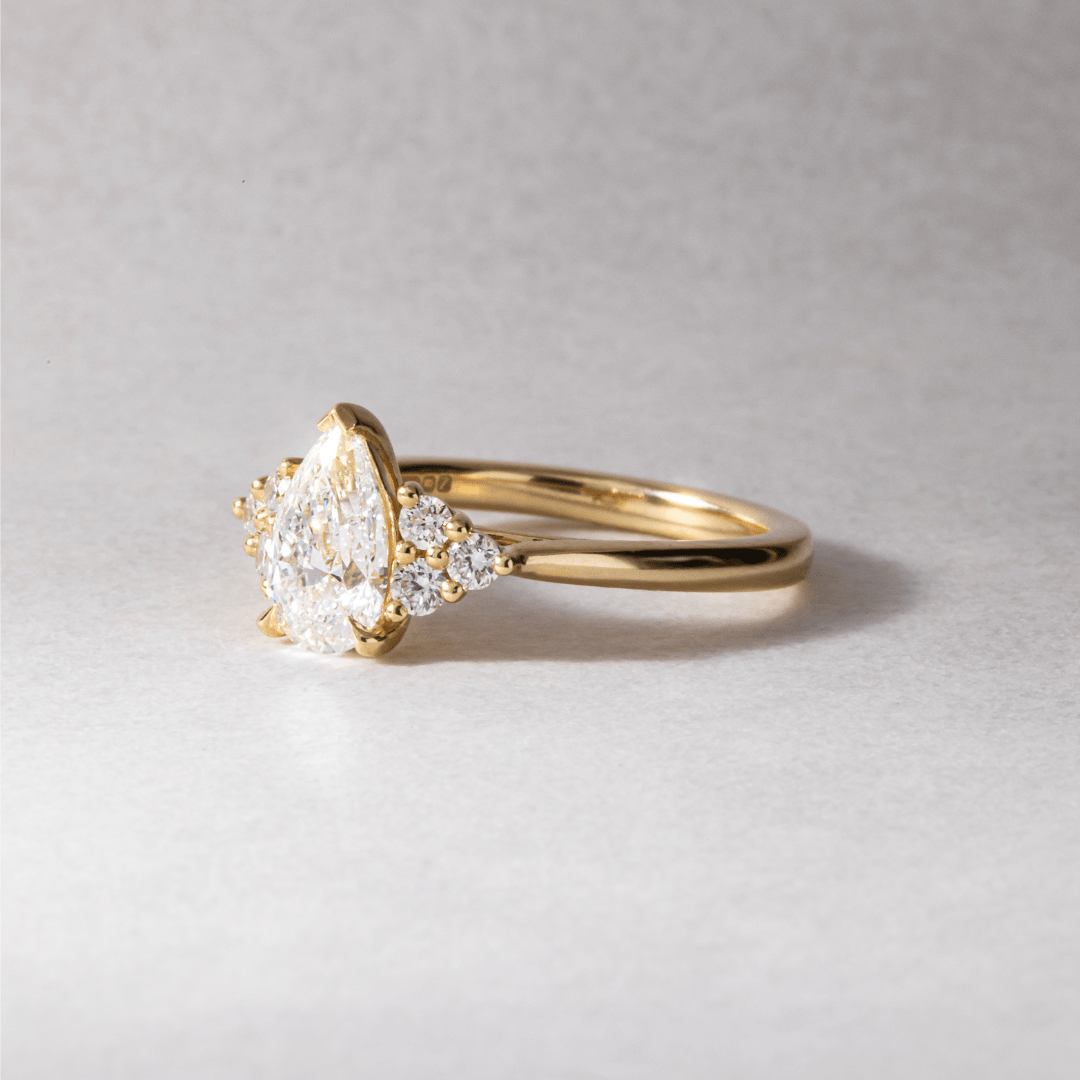 Cluster-Pear Lab Grown Diamond Engagement Ring
