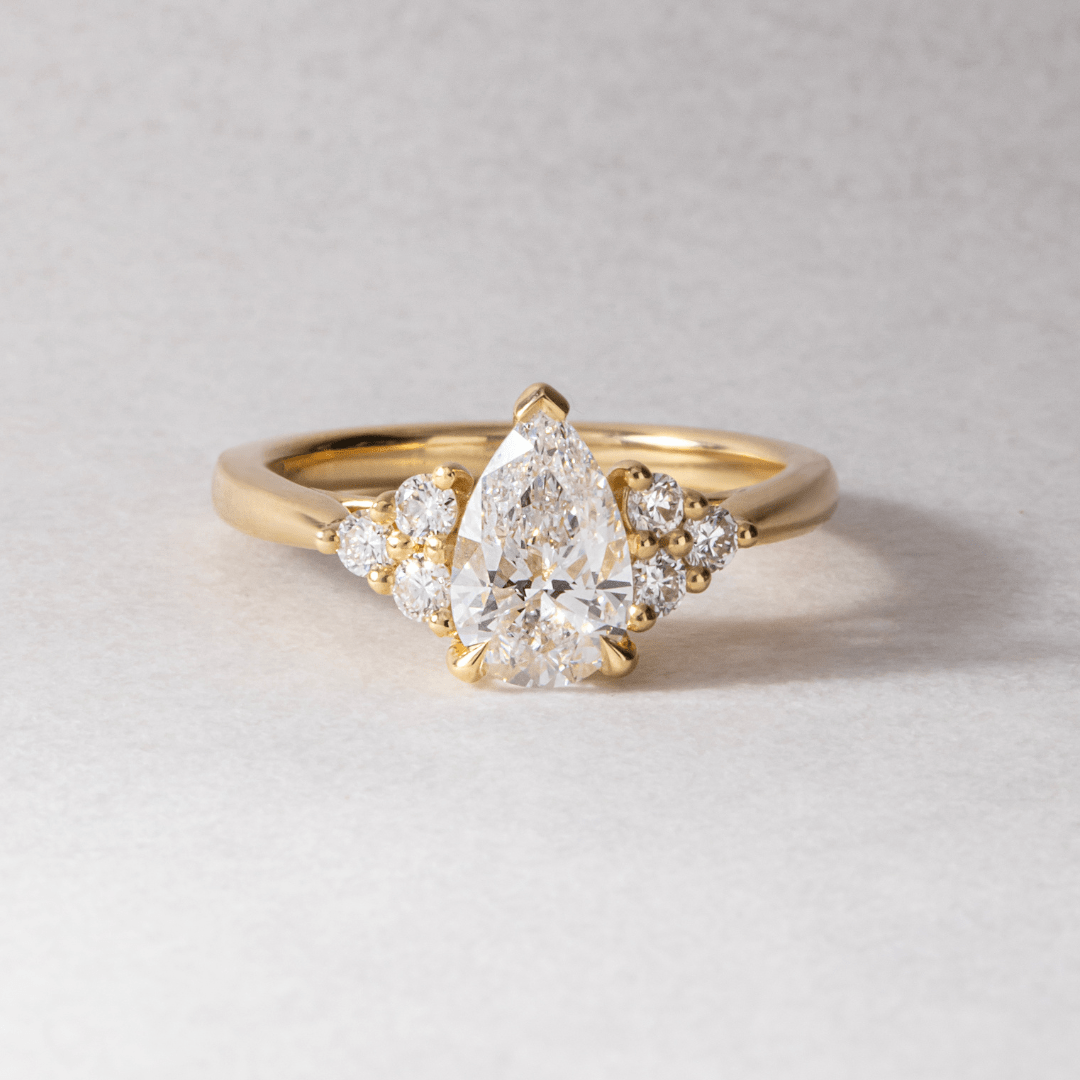 Cluster-Pear Lab Grown Diamond Engagement Ring