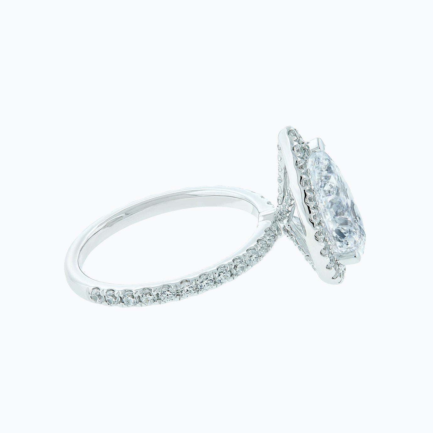 3 CT Pear Lab-Grown Diamond Halo & Pave Engagement Ring 4