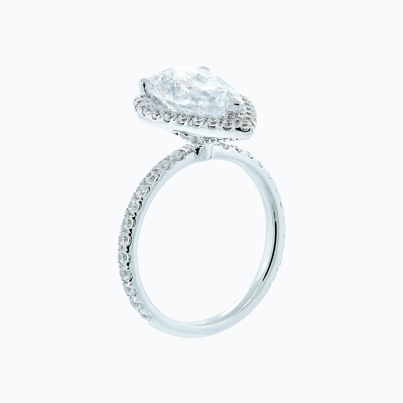 3 CT Pear Lab-Grown Diamond Halo & Pave Engagement Ring 5