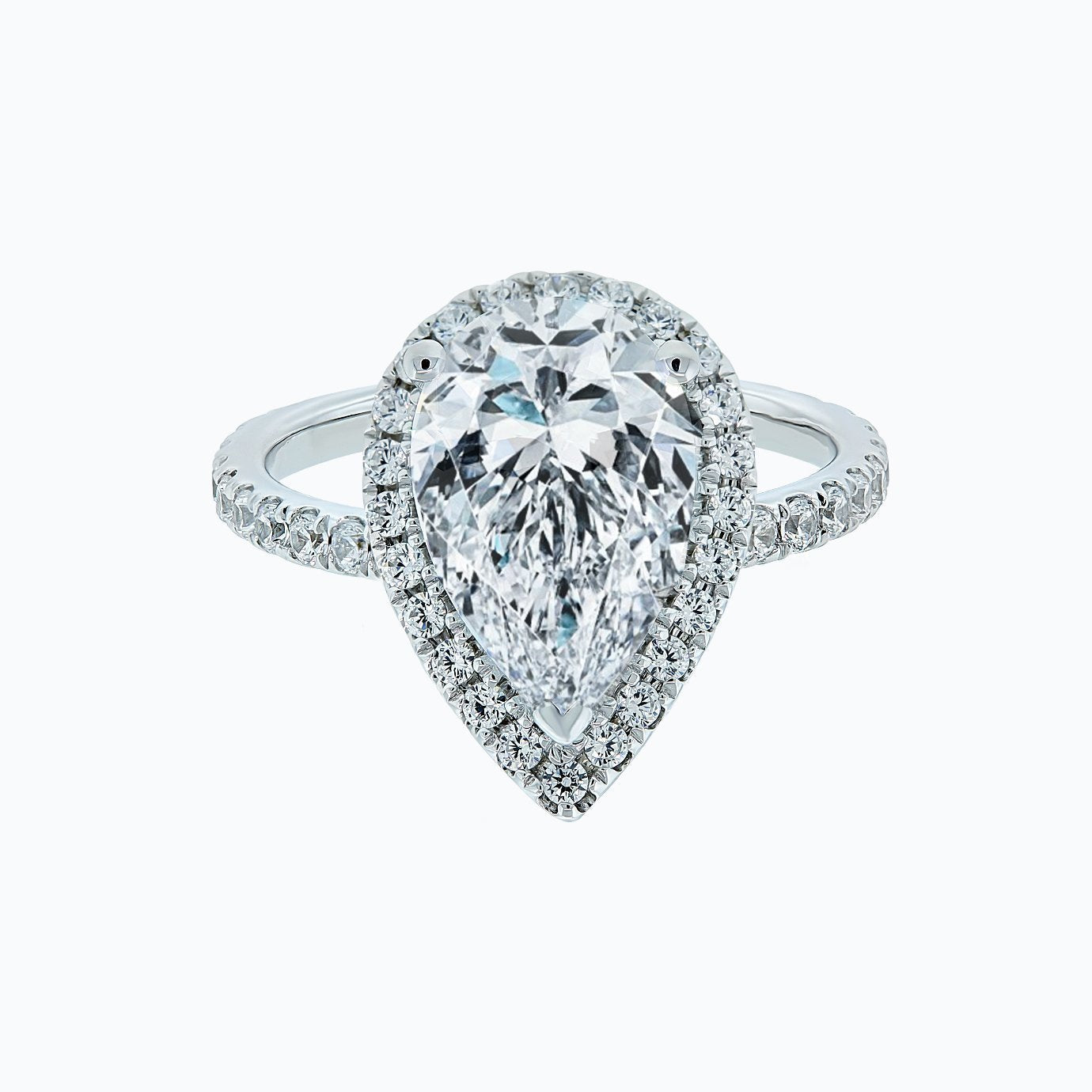 3 CT Pear Lab-Grown Diamond Halo & Pave Engagement Ring 3
